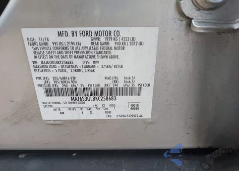 2019 Ford Ecosport Se from USA, damaged, VIN MAJ6S3GL8KC258683